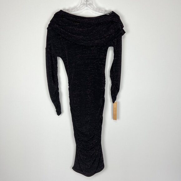 Rachel Roy Womens Off Shoulder Lurex Jersey Dress Black Metallic Glitter size S - Picture 10 of 16